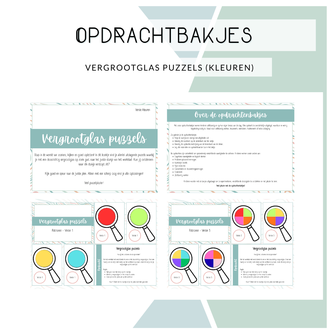 Opdrachtbakje - Vergrootglas puzzels kleuren (OB, MB én BB)