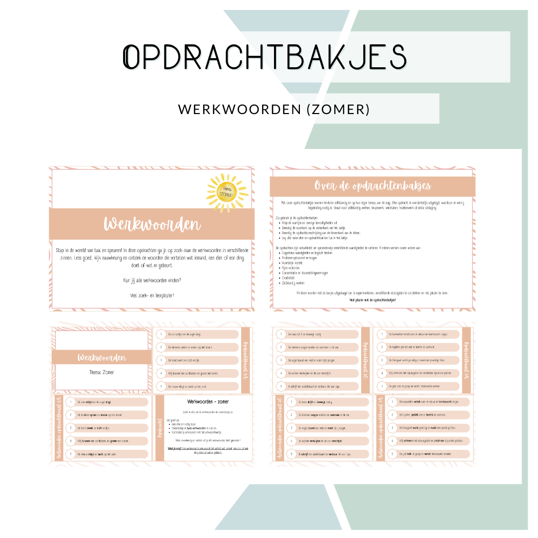 Opdrachtbakje - Werkwoorden zomer (MB en BB)