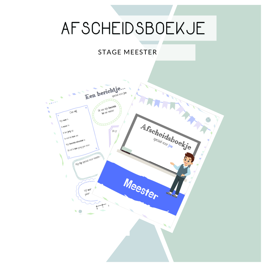 Afscheidsboekje stage meester (blauw/groen/paars)
