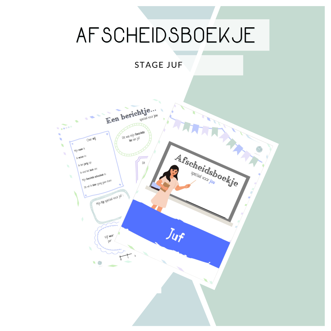 Afscheidsboekje stage juf (blauw/groen/paars)