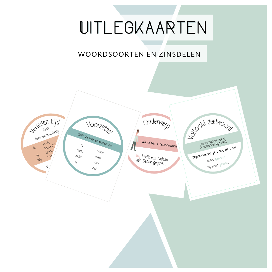 Wandcirkels taalverzorging - zinsdelen en woordsoorten (pastel)