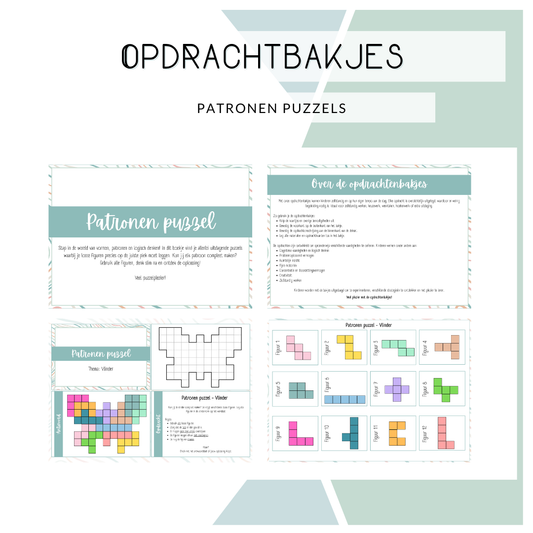 Opdrachtbakje puzzelopdracht met tetris in een vlindervorm