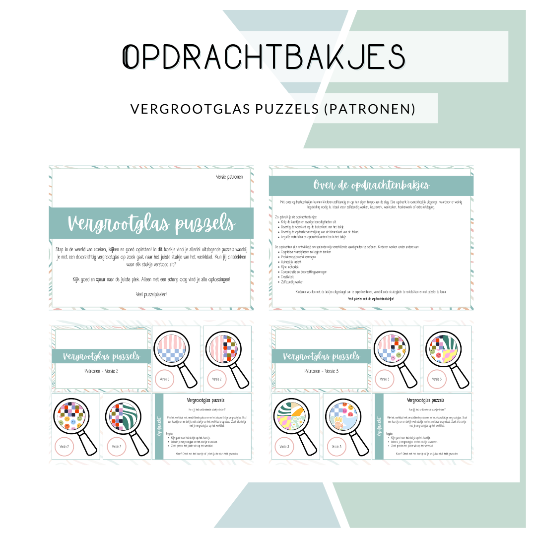 Opdrachtbakje - Vergrootglas puzzels patronen (OB, MB én BB)