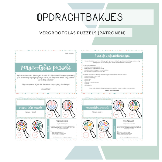 Opdrachtbakje - Vergrootglas puzzels patronen (OB, MB én BB)
