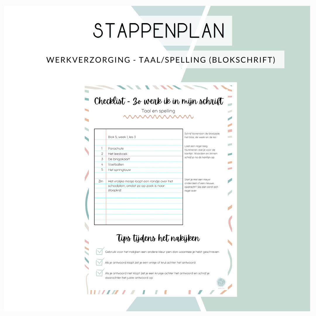 Stappenplan werkverzorging taal/spelling (blokschrift)