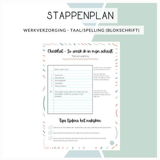 Stappenplan werkverzorging taal/spelling (blokschrift)