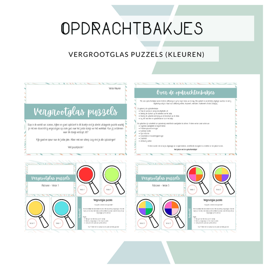Opdrachtbakje - Vergrootglas puzzels kleuren (OB, MB én BB)