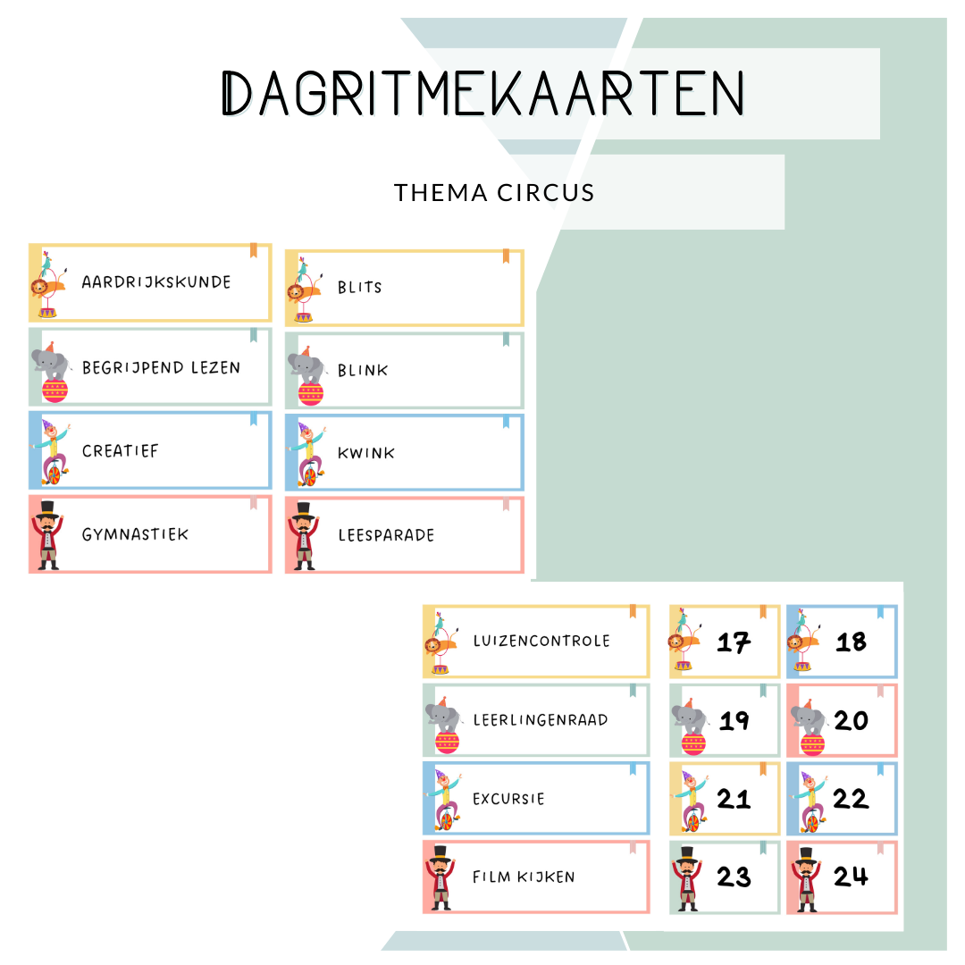 Dagritmekaarten - Thema circus