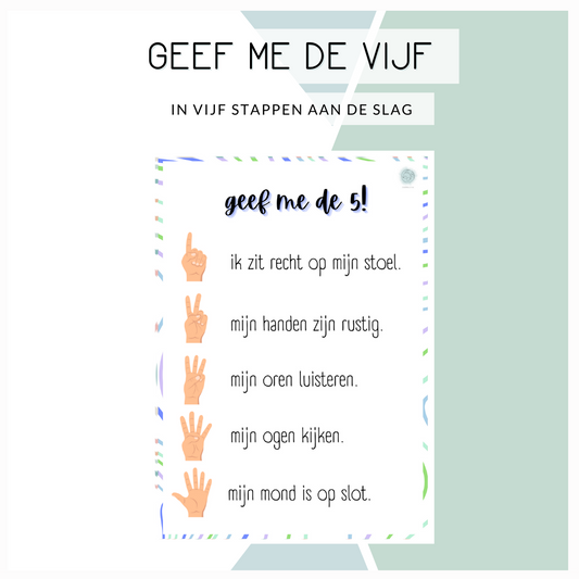 Geef me de vijf - groen/blauw/paars