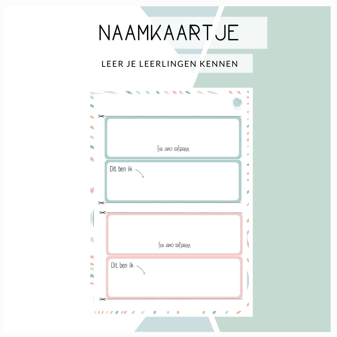 Naamkaartjes om je leerlingen te leren kennen (pastel)