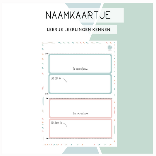 Naamkaartjes om je leerlingen te leren kennen (pastel)