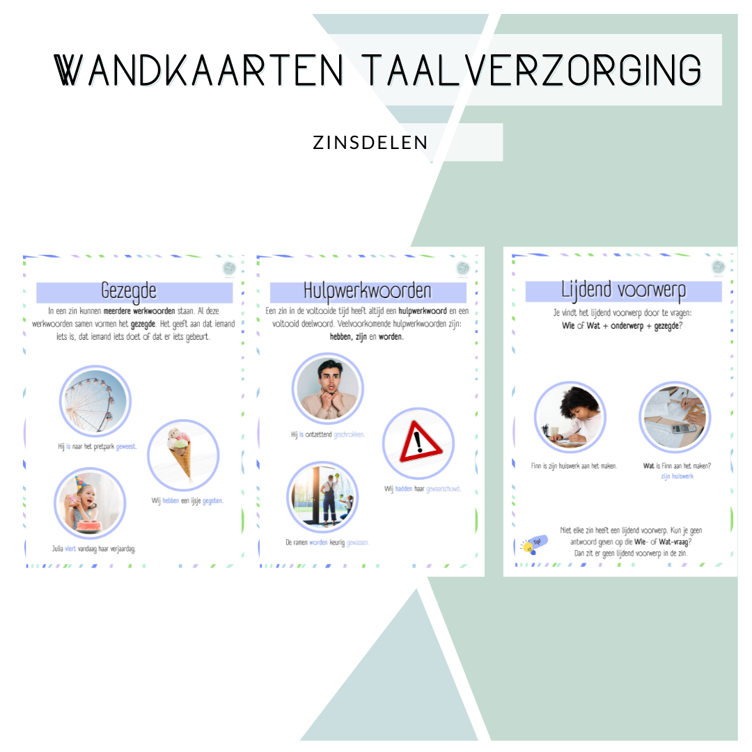 Wandkaarten taalverzorging - zinsdelen en woordsoorten