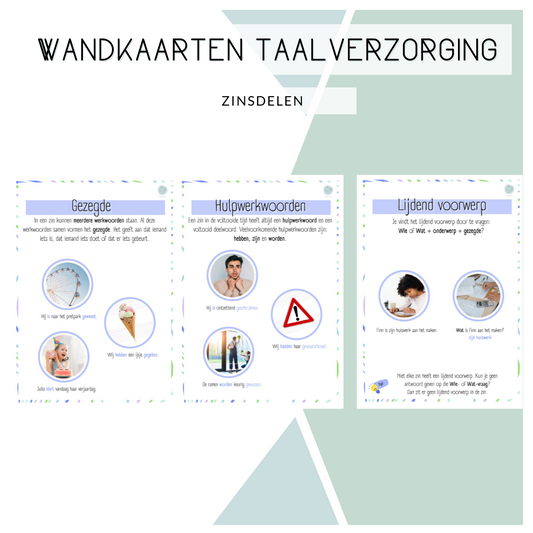 Wandkaarten taalverzorging - zinsdelen en woordsoorten