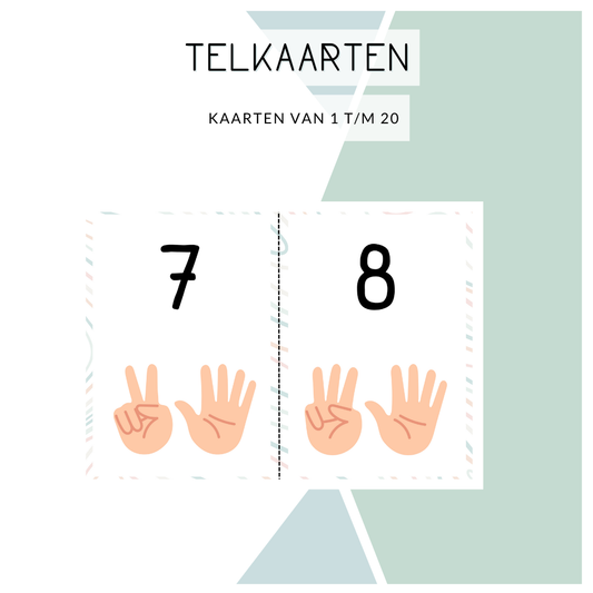 Telkaarten 1 t/m 20 (cijfers en handen)