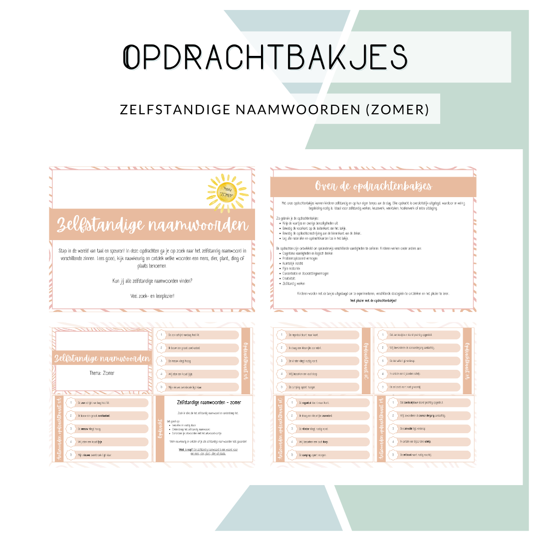 Opdrachtbakje - Zelfstandige naamwoorden zomer (MB en BB)