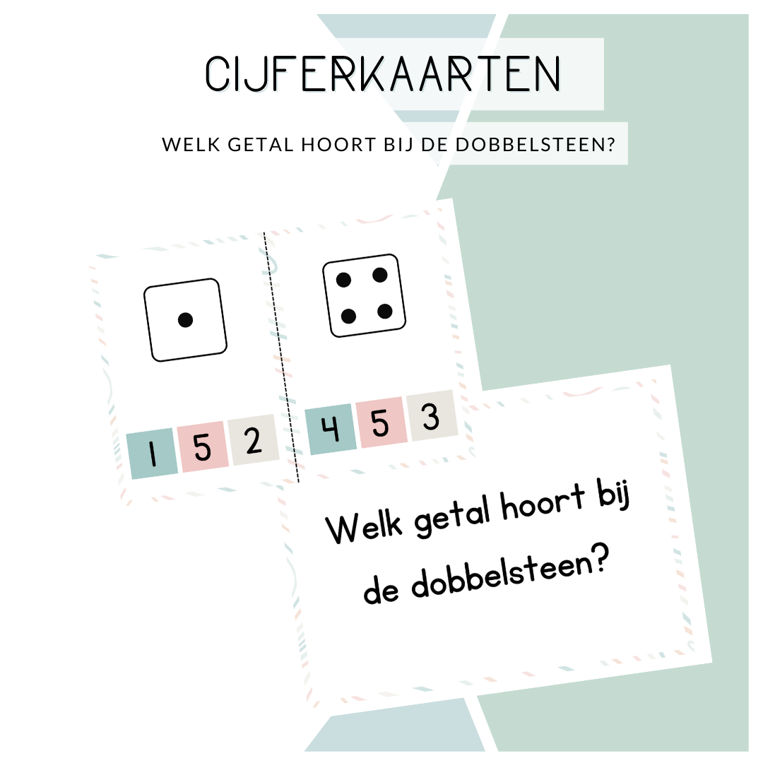 Cijferkaarten - Welk getal hoort bij de dobbelsteen?