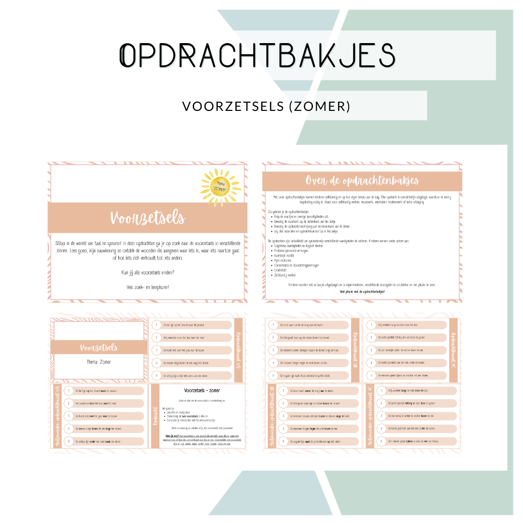 Opdrachtbakje - Voorzetsels zomer (MB en BB)