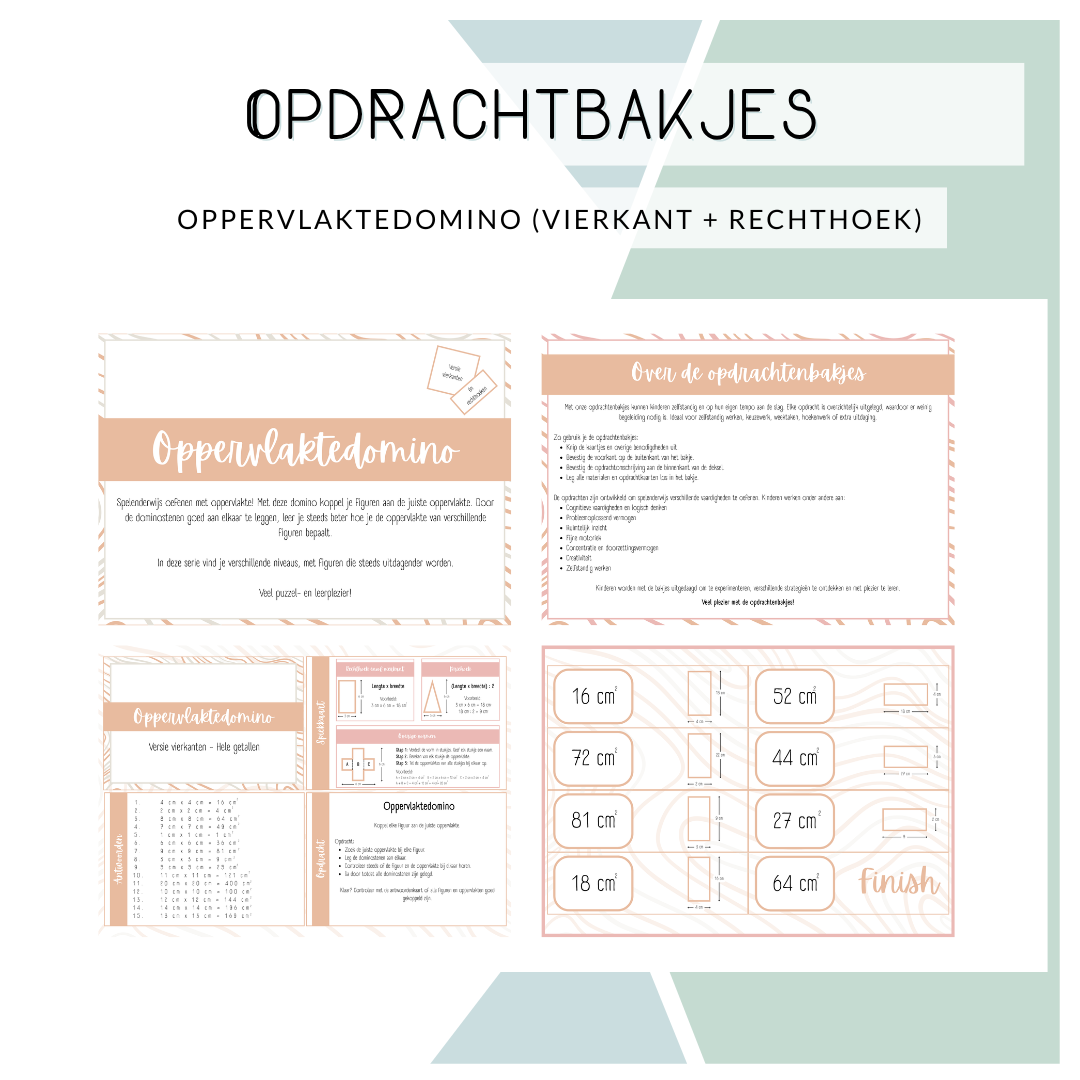 Opdrachtbakje - Oppervlaktedomino vierkanten en rechthoeken (MB en BB)