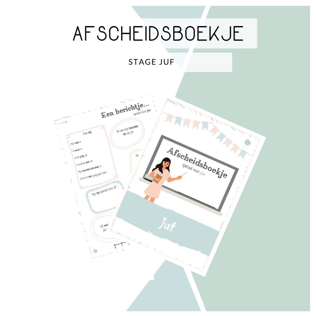 Afscheidsboekje stage juf (pastel)