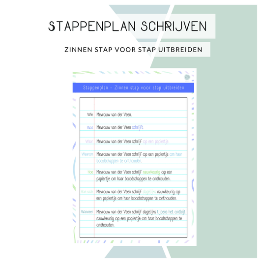 Stappenplan - Zinnen stap voor stap uitbreiden (groen-blauw-paars)