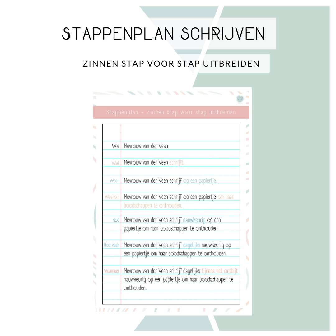 Stappenplan - Zinnen stap voor stap uitbreiden (pastel)