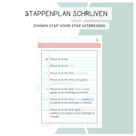 Stappenplan - Zinnen stap voor stap uitbreiden (pastel)