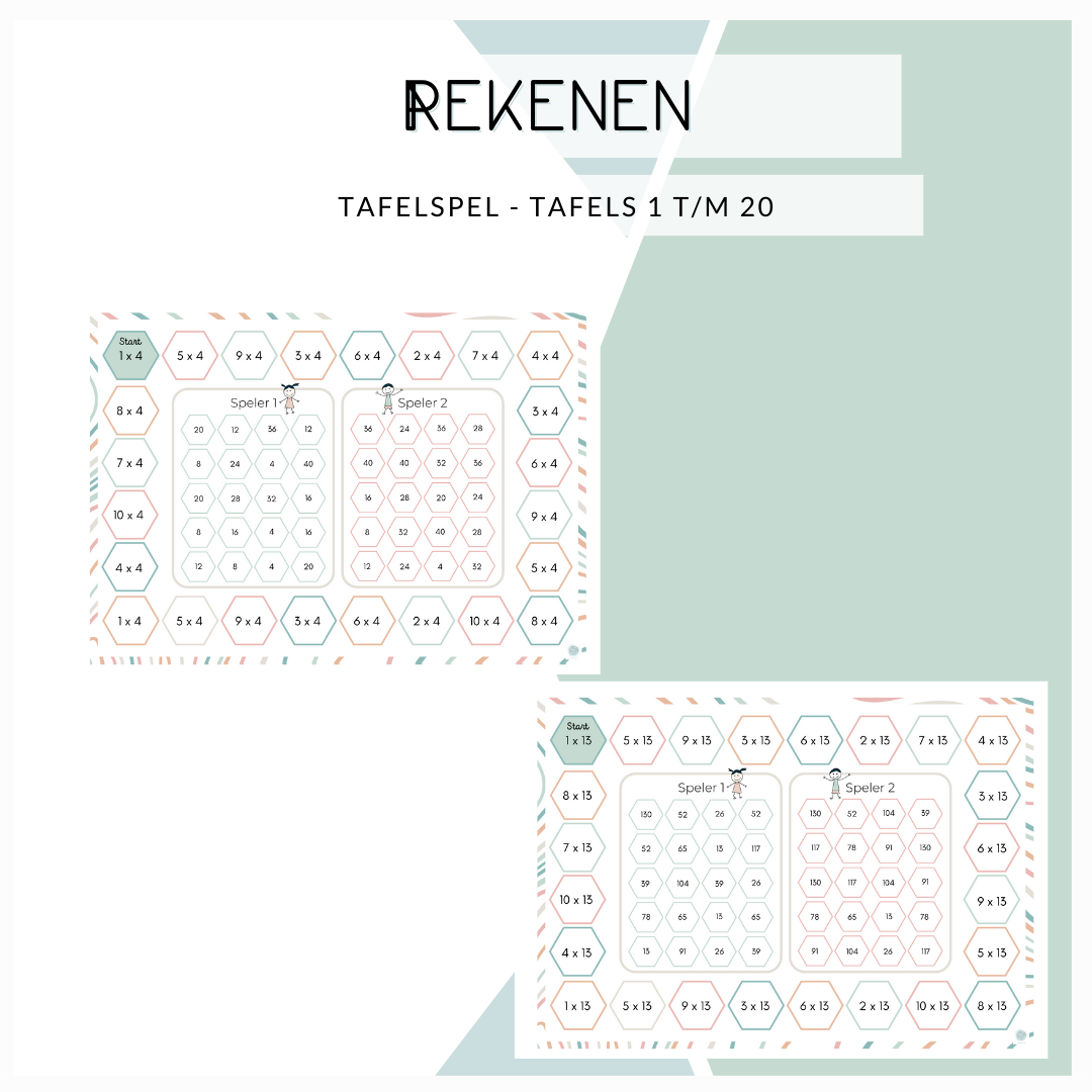 Tafelspel - De tafels van 1 t/m 20