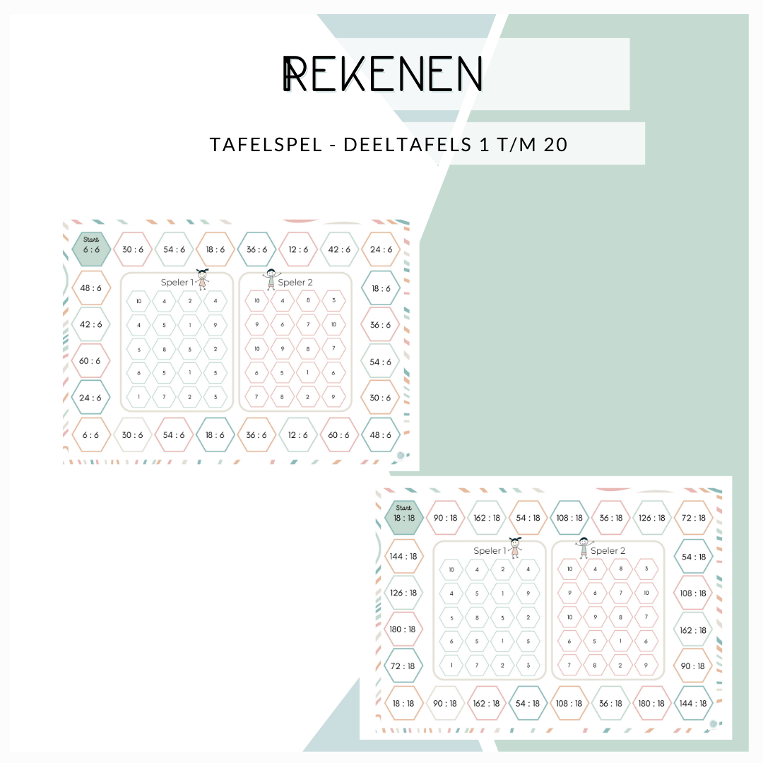 Tafelspel - De deeltafels van 1 t/m 20