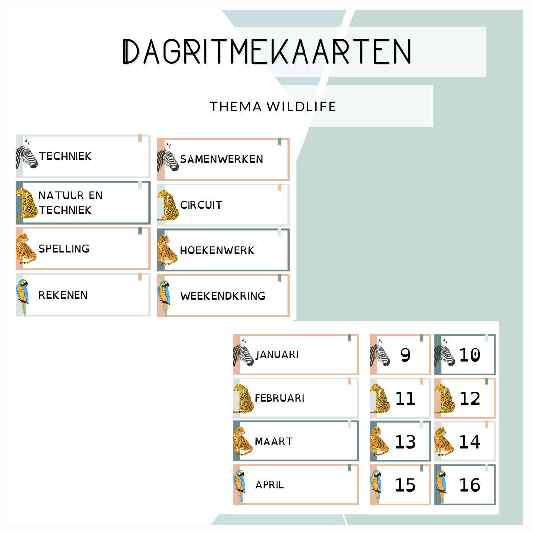 Dagritmekaarten - Thema wildlife