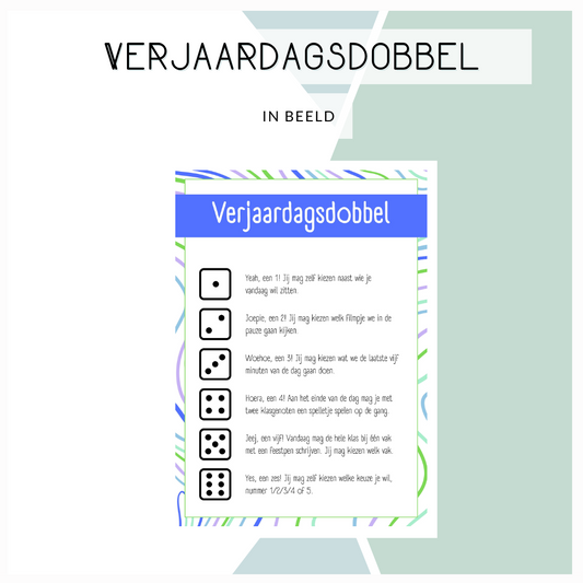 Verjaardagsdobbel (paars-groen-blauw)