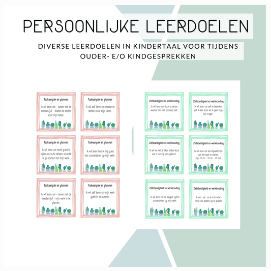 Kaartjes persoonlijke leerdoelen