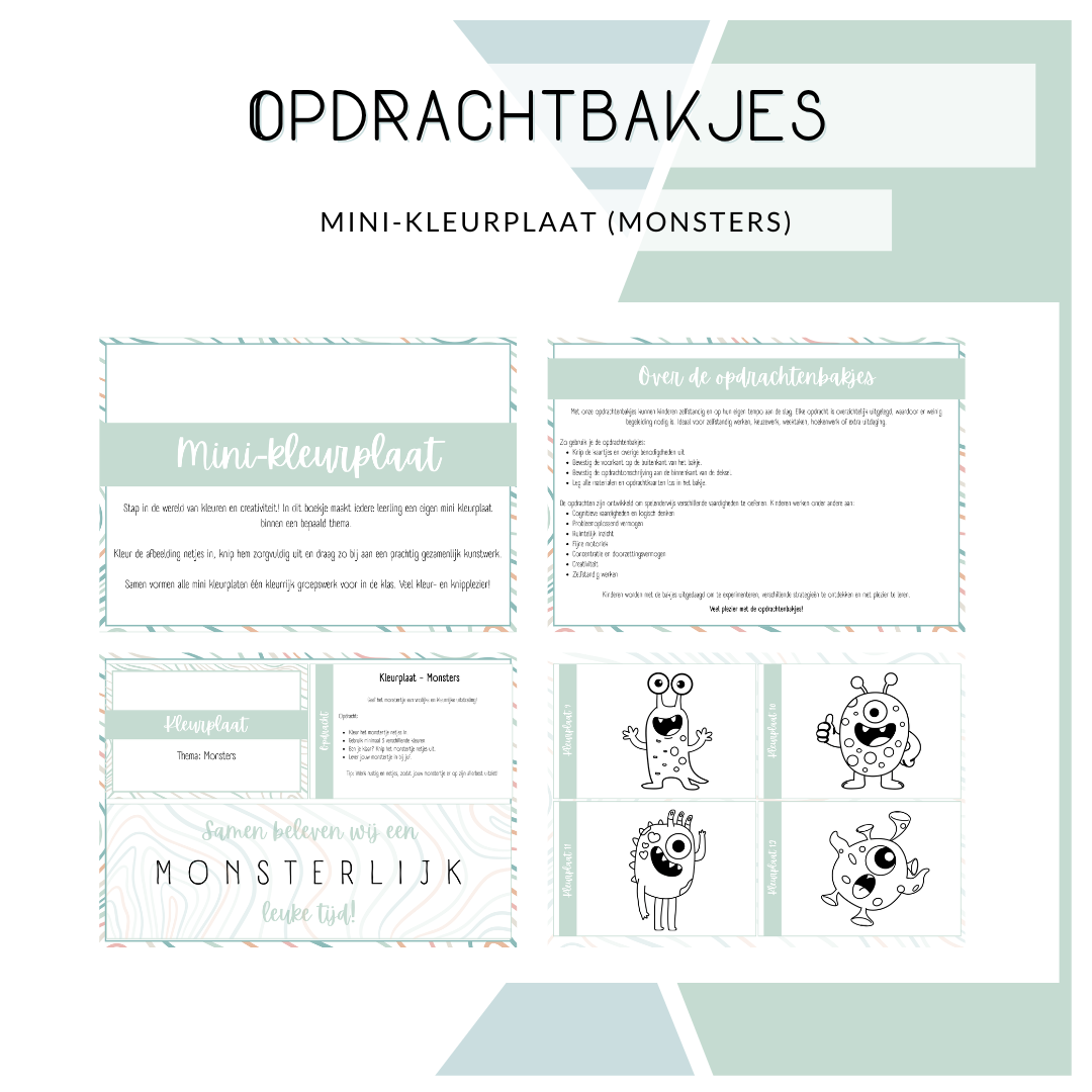 Opdrachtbakje - Mini-kleurplaat monsters (MB)