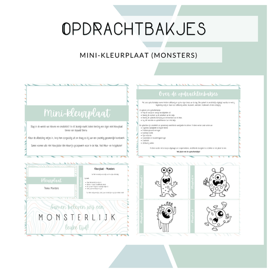 Opdrachtbakje - Mini-kleurplaat monsters (MB)